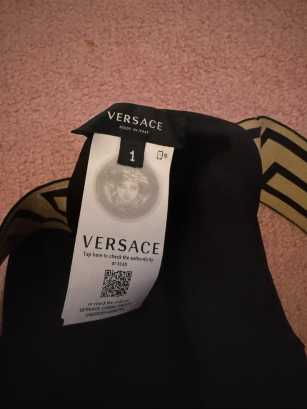 Versace Black Swimsuit with Gold Greek Key Straps - Picture 3 of 6